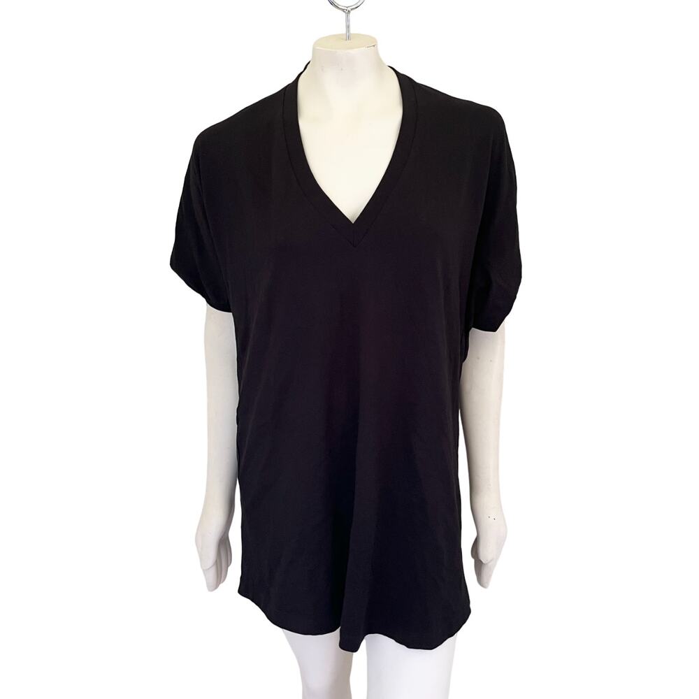 NWT ZARA Oversized Minimalist Tunic Tee in Black  Dolman sleeves V-neck  SZ S
